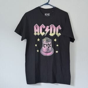 AC/DC Hells Bells T Shirt Medium Black Unisex Rock Band Tee New with Damage